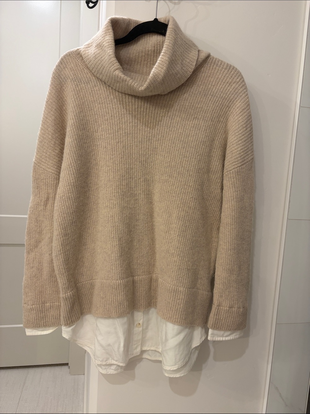 All Saints Beige Turtleneck Sweater